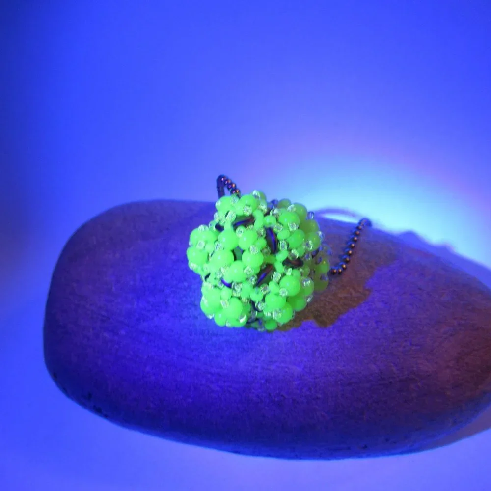 Handwoven Uranium and Glow in the dark Pendant
